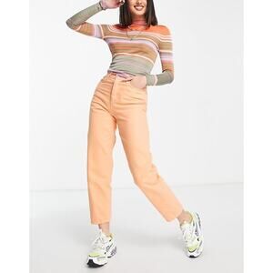 Minga London Orange High‎ Waisted Mom Jean Orange Peach Tapered Leg 26 / 2
